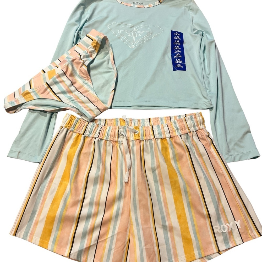 Roxy Kids Set - Light Blue and Pastel Stripes